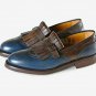 Handmade Men's Leather Two Tone Patina Classic Loafers for men custom shoes-864