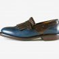 Handmade Men's Leather Two Tone Patina Classic Loafers for men custom shoes-864