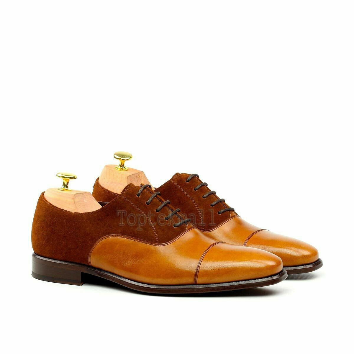 Handmade Men's Leather Two Tone Fashion Toe Cap Oxfords Custom Made shoes-824