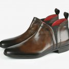 Handmade Men's Leather New Formal Stylish Brown Two Tone Ankle Boots-580