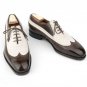 Handmade Men’s Leather Oxfords Wingtip Two Tone Formal White Brown Shoes-525