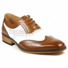 Handmade Men's Leather New Brogue Oxfords Top Quality Two Tone Luxury Shoes-818