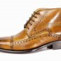 Handmade Men's Leather Two Tone brown Tan lace up Ankle High Formal Boots-925