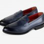 Handmade Men's Leather New Blue Two Tone Classic penny loafers custom shoes-569