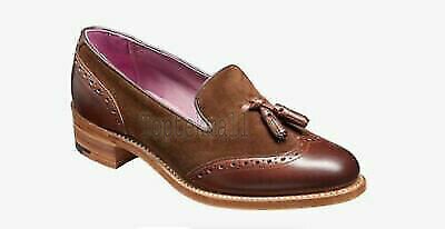 Handmade Women's Leather Two Tone Brogue Formal Tassels Slip Ons Shoes-924