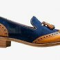 Handmade Women's Leather Two Tone Brogue Formal Tassels Slip Ons Shoes-924