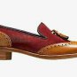 Handmade Women's Leather Two Tone Brogue Formal Tassels Slip Ons Shoes-924