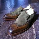 Handmade Men's Leather Patina Two Tone Loafers Slip Ons Custom Made Shoes-422