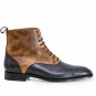 Handmade Men's Leather Two Tone Ankle High Boots for Men Custom Made Boots-568