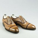 Handmade Men's Leather Oxfords Simple Brogue Lace Up Dress Wingtip Shoes-386