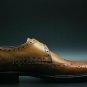 Handmade Men's Leather Single Monk Strap Oxford Brogue Wingtip Dress Shoes-48