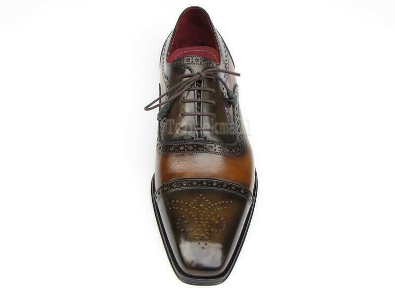 Handmade Men's Leather Oxfords Multi Color Medallion Toe Party Wear Shoes-254