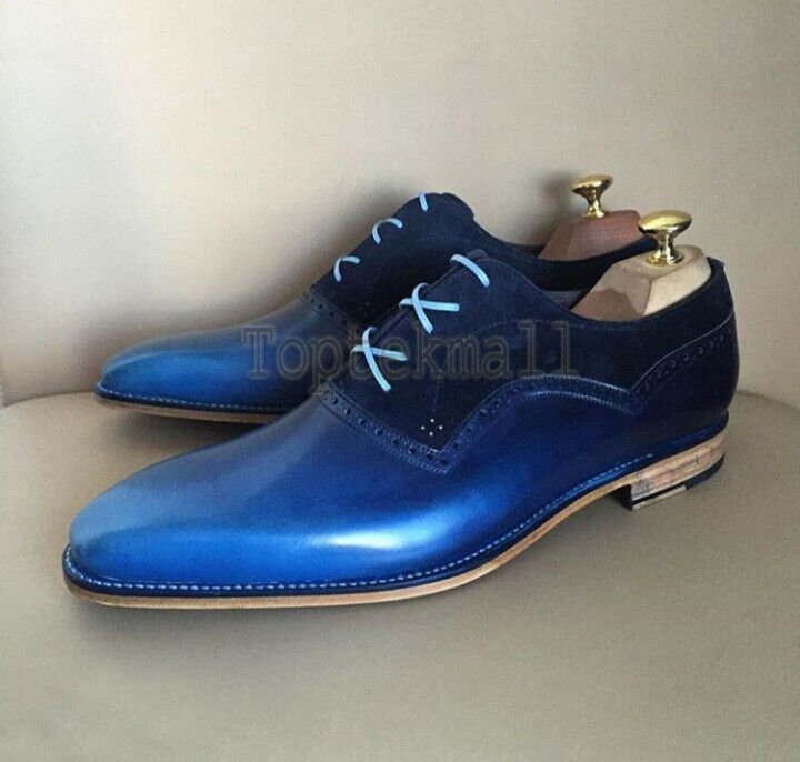 Handmade Men's Leather Oxfords Wingtip Formal Lace up Fashion Stylish Shoes-18