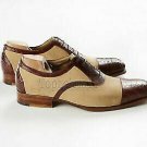 Handmade Men's Leather American Luxury Suede Oxfords wingtip Stylish Shoes-282