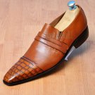Handmade Men's Leather Loafers Moccasin Formal Brown Slip-on Fashion Shoes-398