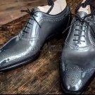 Handmade Men's Leather American Luxury Brogues Toe Oxfords Wingtip Shoes-195