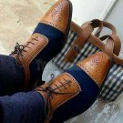 Handmade Men's Leather Brogue Two Tone Unique Formal Wear Casual Shoes-124