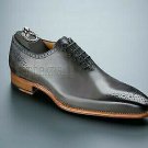 Handmade Men's Leather Oxfords Wing Tip Premium Quality Gray Derby Toe shoes-688