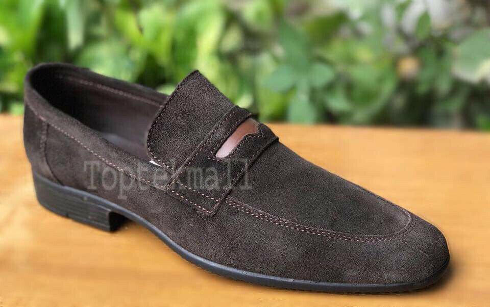 Handmade Men's Leather Brown Suede Loafers & Slip Ons Formal Moccasins Shoes-476