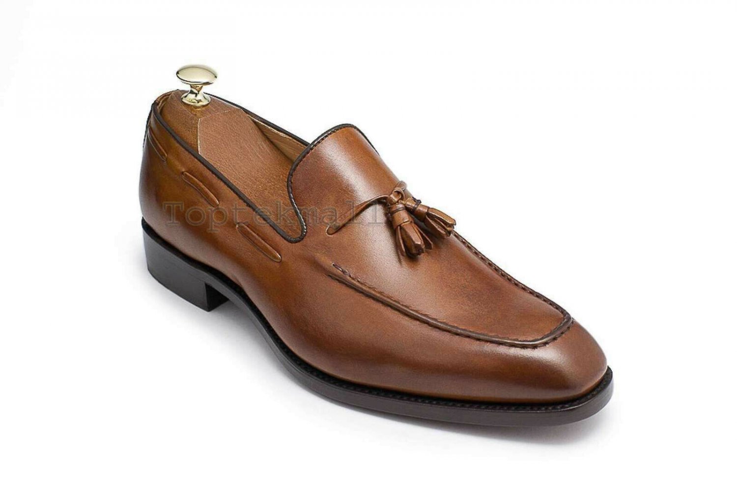 Handmade Men's Leather Brown Party Tussle Casual Dress Vintage Loafers Shoes-247
