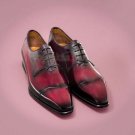 Handmade Men's Leather Burgundy Patina Oxfords Formal Dress Premium Shoes-969