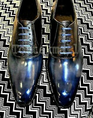 Handmade Men's leather Blue Oxfords lace up  designer Stylish Formal shoes-912
