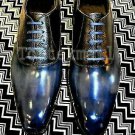 Handmade Men's leather Blue Oxfords lace up  designer Stylish Formal shoes-912