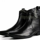 Handmade Men's Leather Chelsea Black Oxford Brogue Ankle Jumper Dress Boots-633