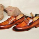Handmade Men's Leather Tan Shaded Stylish Fashion Moccasins Formal Shoes-654