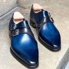 Handmade Men's Leather Super Stylish Double Monk Straps Dress Stylish Shoes-446
