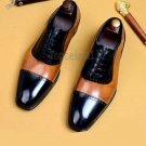 Handmade Men's Leather Brown Black Top Fashion Formal Casual Dress Shoes-399
