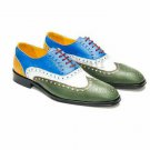Handmade Men's Leather Premium Quality Formal Multi-colored Spectator Shoes-957