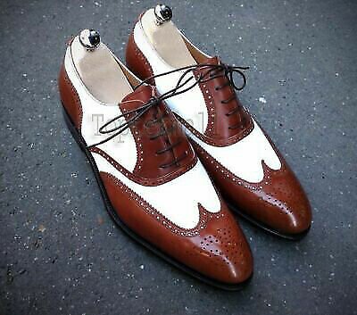 Handmade Men's Leather Oxfords Brogue Toe Party Wear Two Tone shoes-852