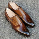 Handmade Men's Leather Formal Dress Two tone formal dress Monk Straps Shoes-501