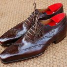 Handmade Men's Leather Oxfords Premium Brogues Dress Maroon Red Shoes-285