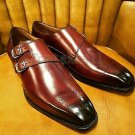 Handmade Men's Leather New Fashion double buckle formal Brown dress Shoes-470