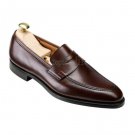 Handmade Men's Leather Loafers Slip Ons Casual Wear Dark Brown Dress Shoes-873