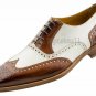 Handmade Men's Leather Oxfords Wing Tip Brogue White Brown Spectator Shoes-248