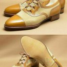 Handmade Men's Leather Brogues Two Tone Oxfords Stylish High Quality shoes-914