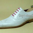 Handmade Men's Leather Oxfords Wingtip designer Fashion White Stylish Shoes-341