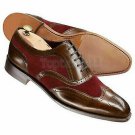 Handmade Men's Leather Brown Burgundy Oxfords Two Tone Formal Casual Shoes-139
