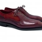 Handmade Men's Leather Oxfords Brogue Stylish Wing Tip Burgundy Dress Shoes-262
