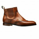 Handmade Women's Leather Fashion Brown Oxford Brogue Wingtip Chelsea Boots-604