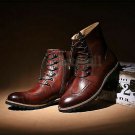Handmade Men's Leather Lace Up Classic Maroon Ankle High Fashion New Boots-537