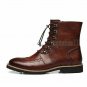 Handmade Men's Leather Lace Up Classic Maroon Ankle High Fashion New Boots-537