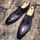Handmade Men's Leather Black Purple Patina Oxfords Custom Formal Dress Shoes-974