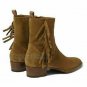Handmade Men's Leather Tan Fringed Ankle High Suede Formal Casual Boots-618