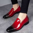 Handmade Men's Leather Dress two tone burgundy tassel loafers Spring Shoes-492