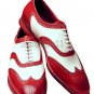 Handmade Men's Leather Oxfords Wingtip Super Style Two Tone Red White Shoes-758