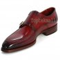 Handmade Men's Leather Genuine Dress Maroon Double Monk Straps Stylish Shoes-85